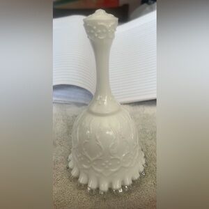 Fenton Elegant White Spanish Lace Milk Glass Bell -
